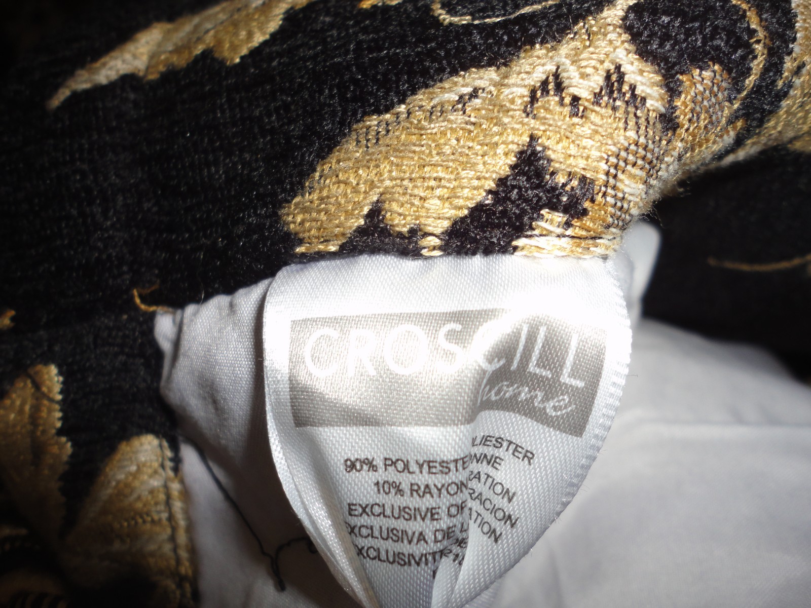 CROSCILL Pomegranate Chenille Black tan GOLD FLORAL chenille (2) PANELS 40X84