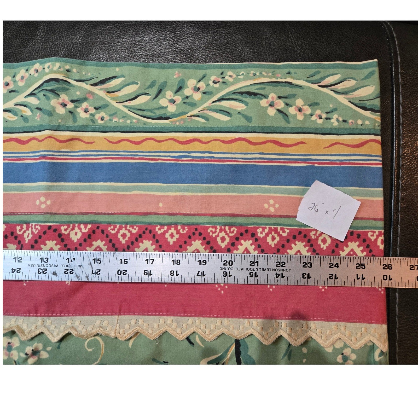 Unbranded Floral Valance Green Pink Vintage Cottagecore 26×18 Good