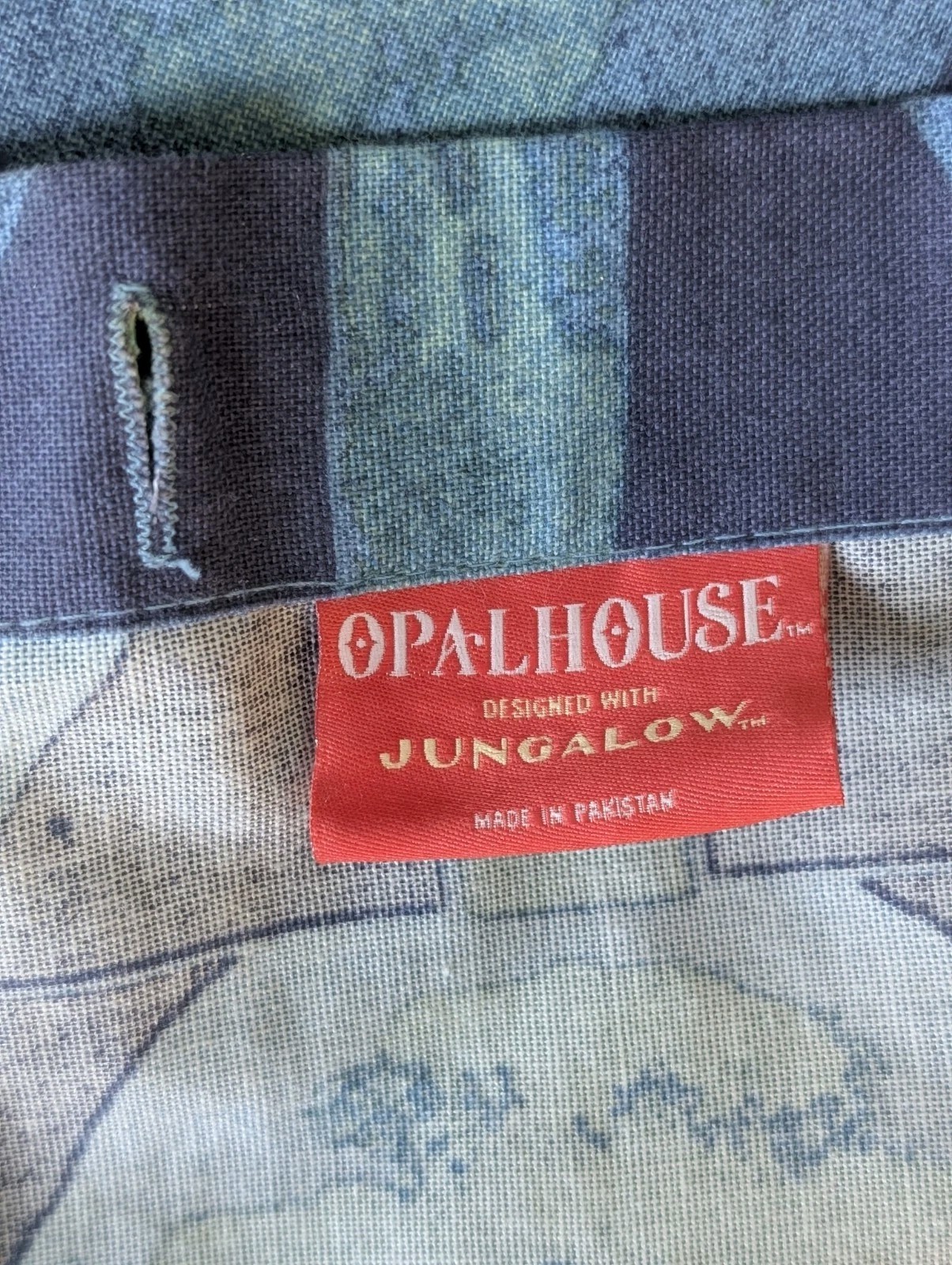 Opalhouse Jungalow Blue Pompom Buttonhole Top Shower Curtain Size 72″X68
