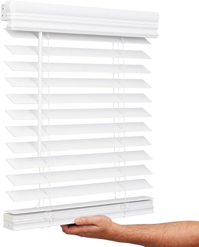 LOTUS & WINDOWARE Cordless 2-inch Faux Wood Blind 40″ W x 60″ H, White