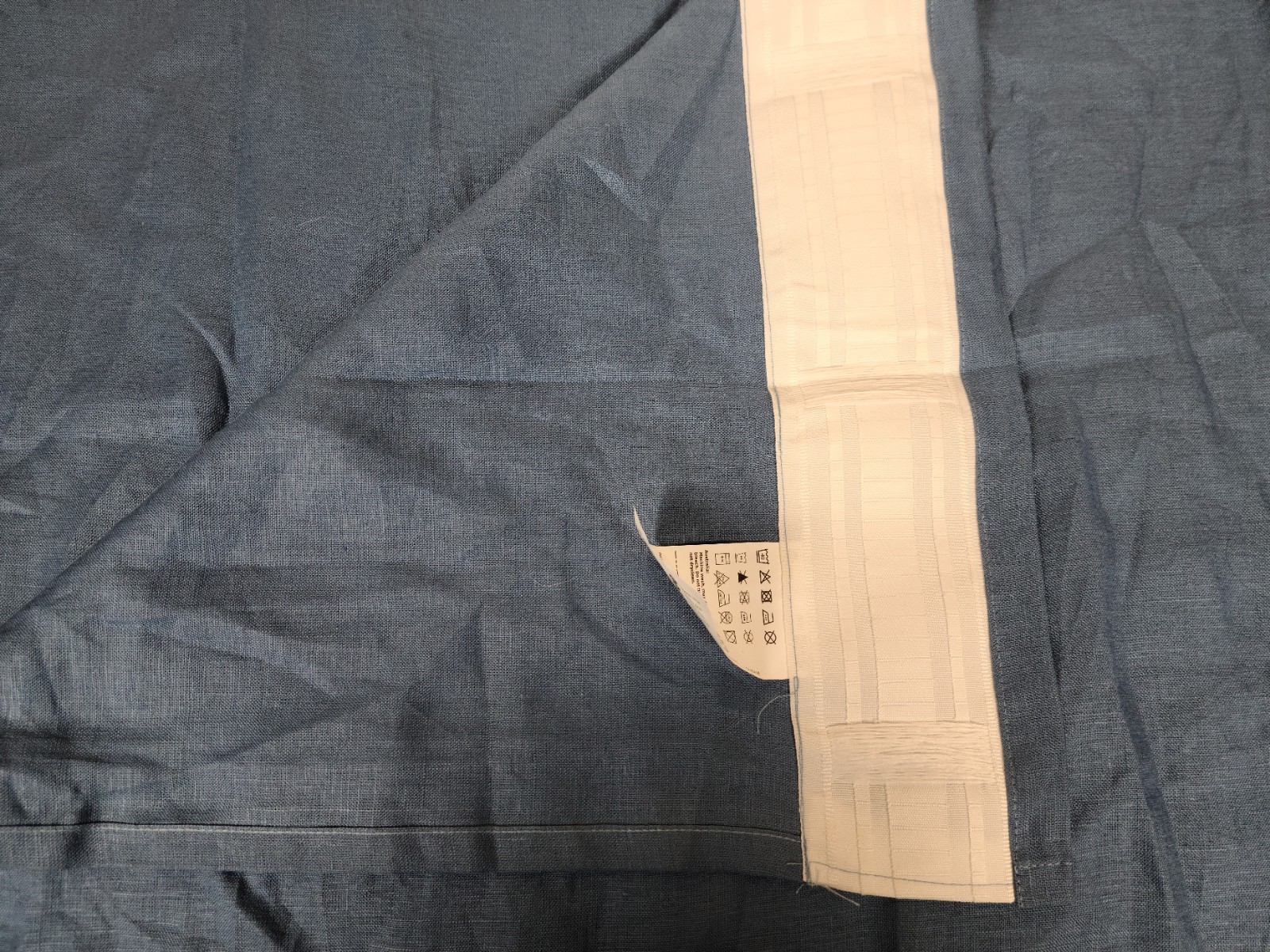 IKEA Aina Solid Blue 100% Linen Pair of Curtains 57 X 98″