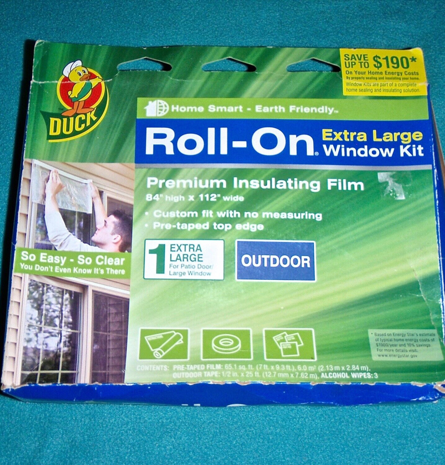 DUCK ROLL-ON EXTRA LARGE WINDOW/PATIO DOOR KIT 7X9 FT. PREMIUM INSULATION FILM