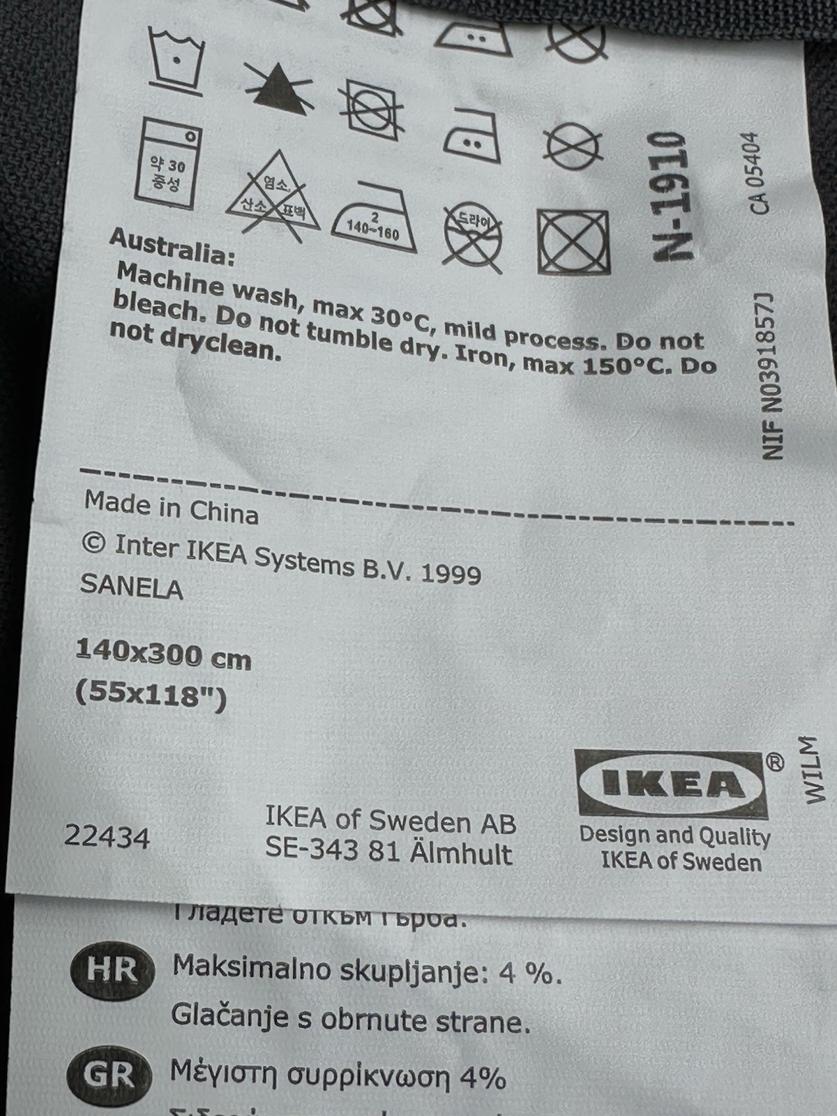 One Pair Ikea SANELA Gray Velvet Curtains 55×98” Rod Pocket