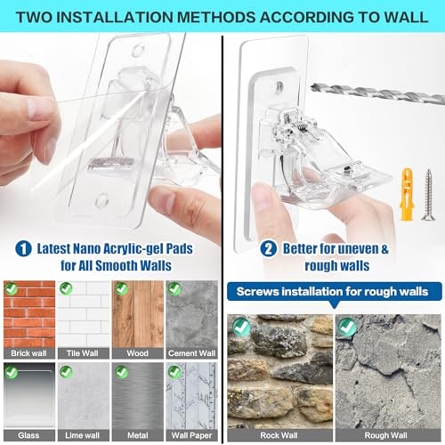 No Drill Curtain Rod Brackets, Holding Up to 17 lbs, PET 16 Pack Transparent