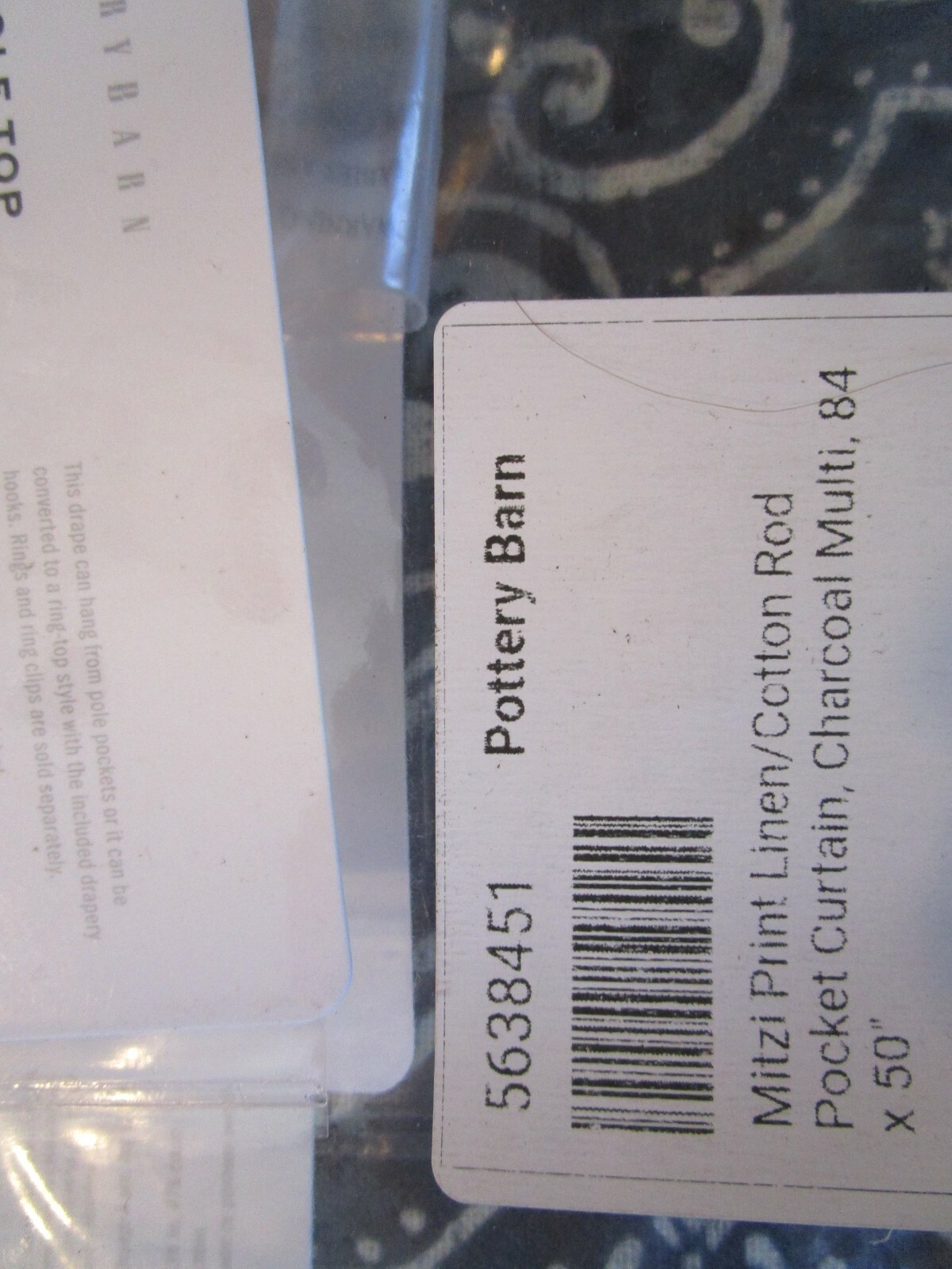 2 Pottery Barn Mitzi Print Linen Cotton Curtains drapes Charcoal Multi 50 84