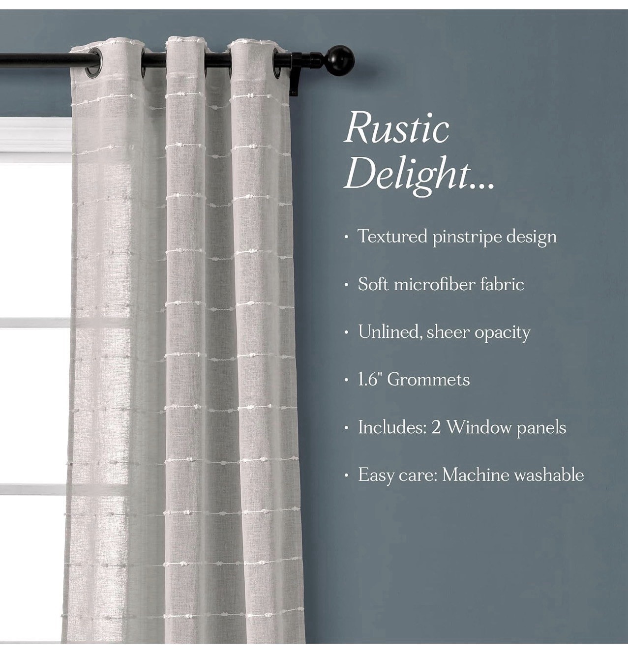 Lush Decor Farmhouse Textured Grommet Sheer Window Size : 38 X 84 Set Of 2