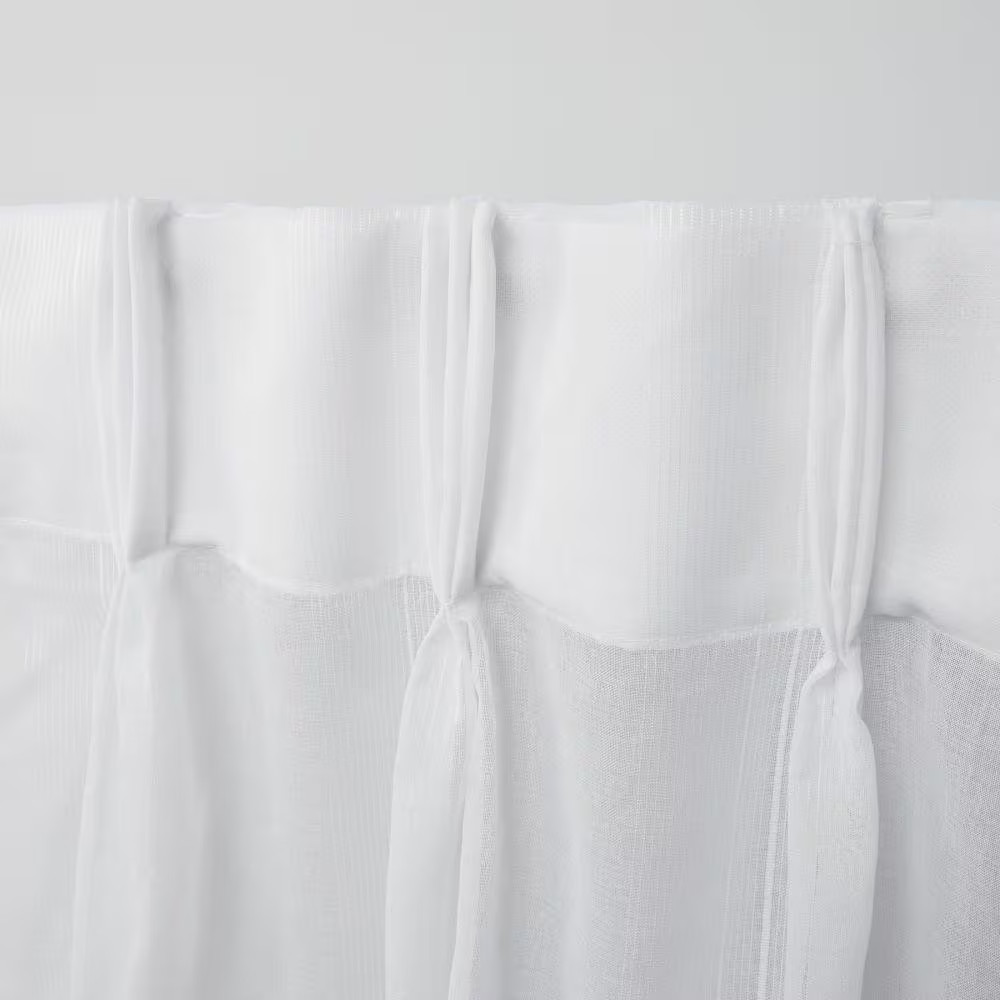 Penny Winter White Solid Sheer Triple Pinch Pleat / Hidden Tab Curtain, 27 In. W