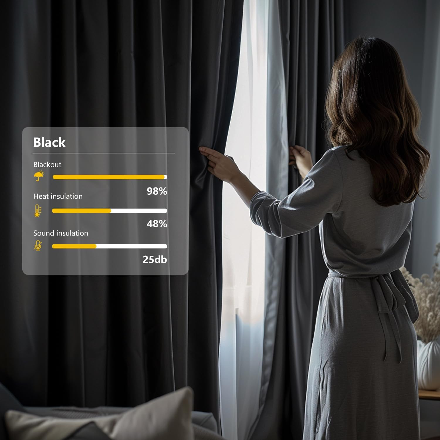 Room Divider Curtains, Blackout Ceiling Track Curtains with Hooks Wall Dividers