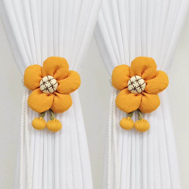 Pair of cartoon flower curtain straps, simple children’s room decoration gauze c