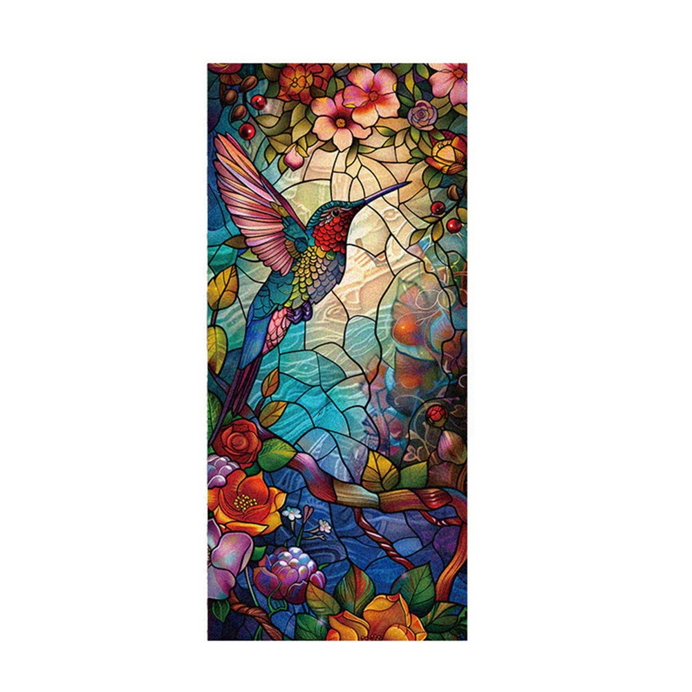 Privacy Protected Static Cling Glass Window Film Stained Flower Bird Sticker