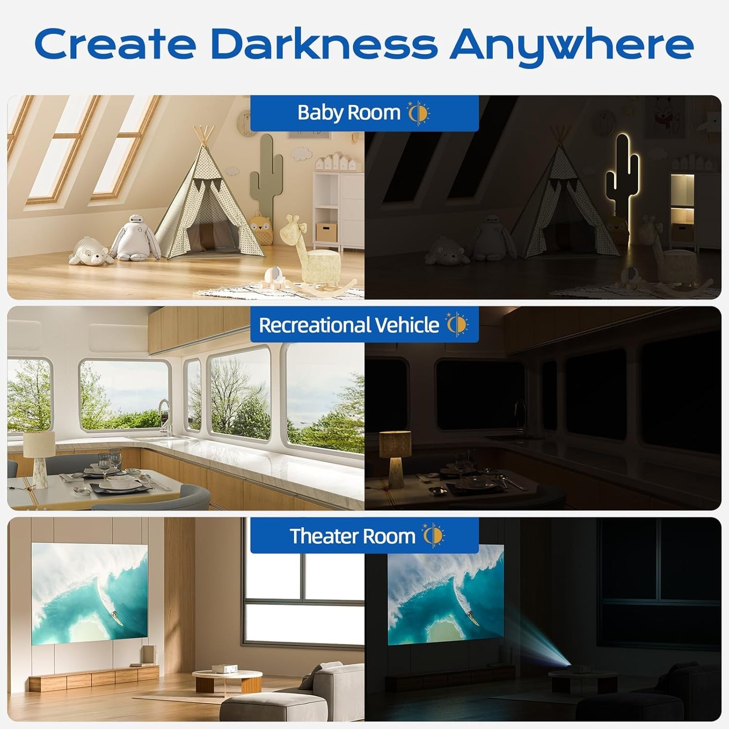 Customizable Blackout Curtains for Travel – 39” x 58” Complete Light Control