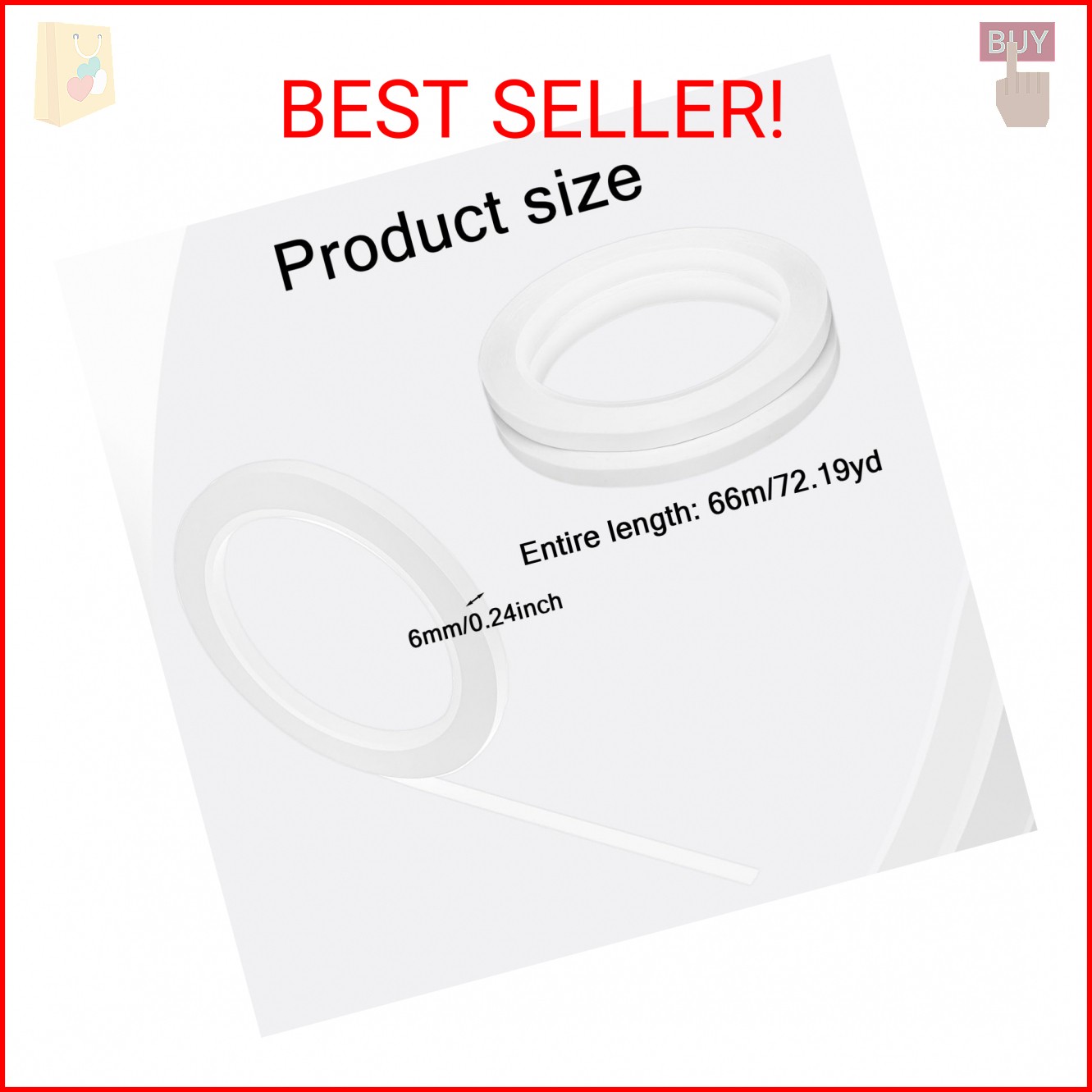 MBAIYO 3 Rolls Window Tint Tools Line Tape, Window Film Cutting Guide Tape, 0.24