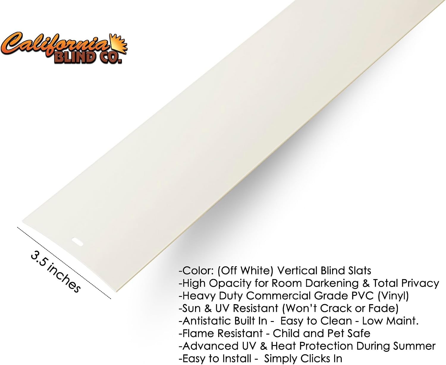Vertical Blinds Replacement Slats Heavy Duty PVC Smooth Curved (Off White) You