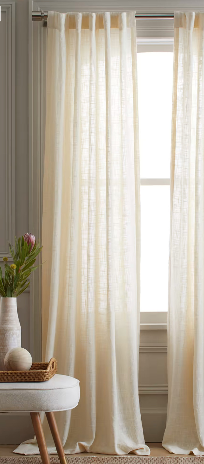 Quince Cotton Sheer Curtain Ivory 48×84 Semi Sheer 100% Cotton