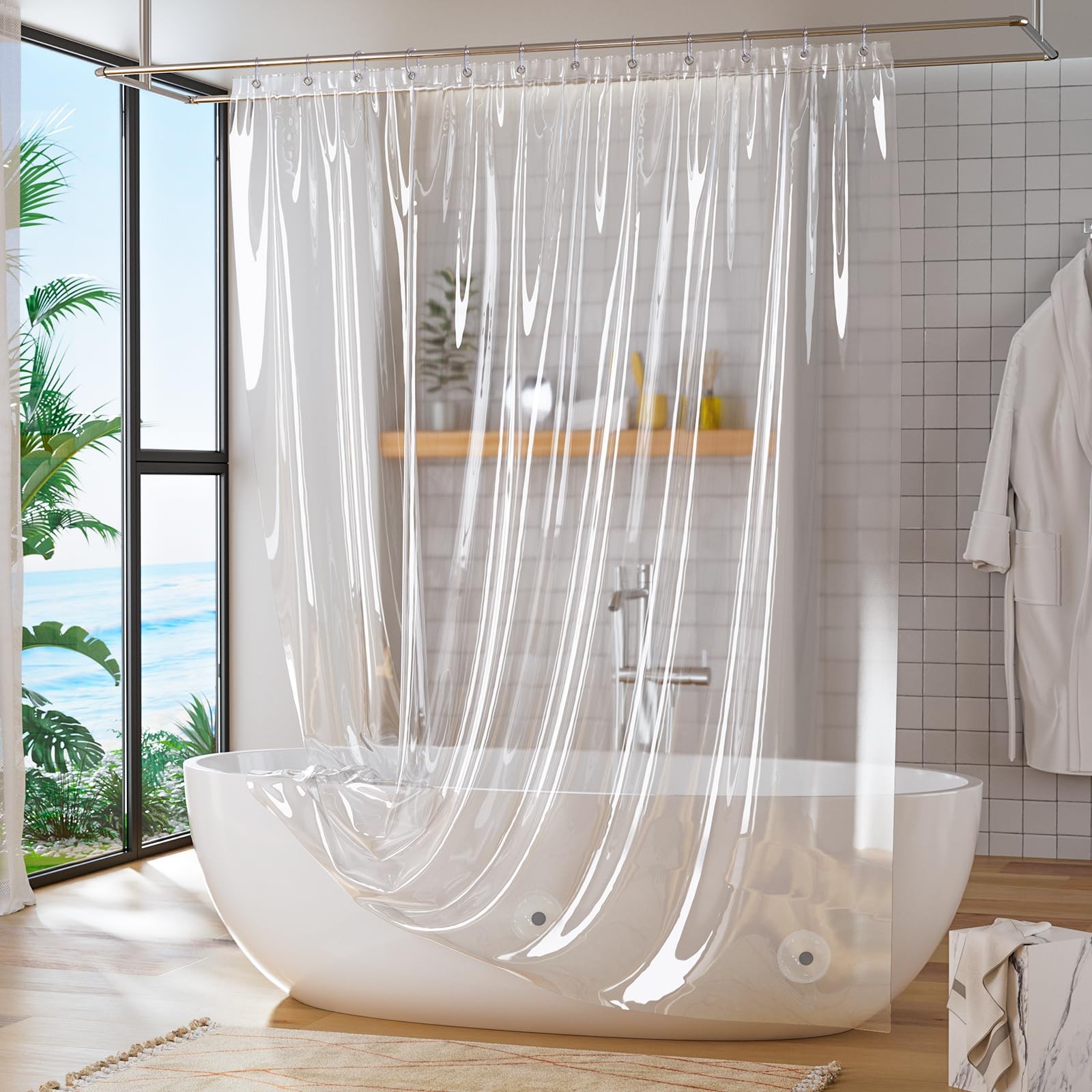 Titanker Extra Long Shower Curtain Liner 72 x 72″W x 84″L (Pack of 1), Clear
