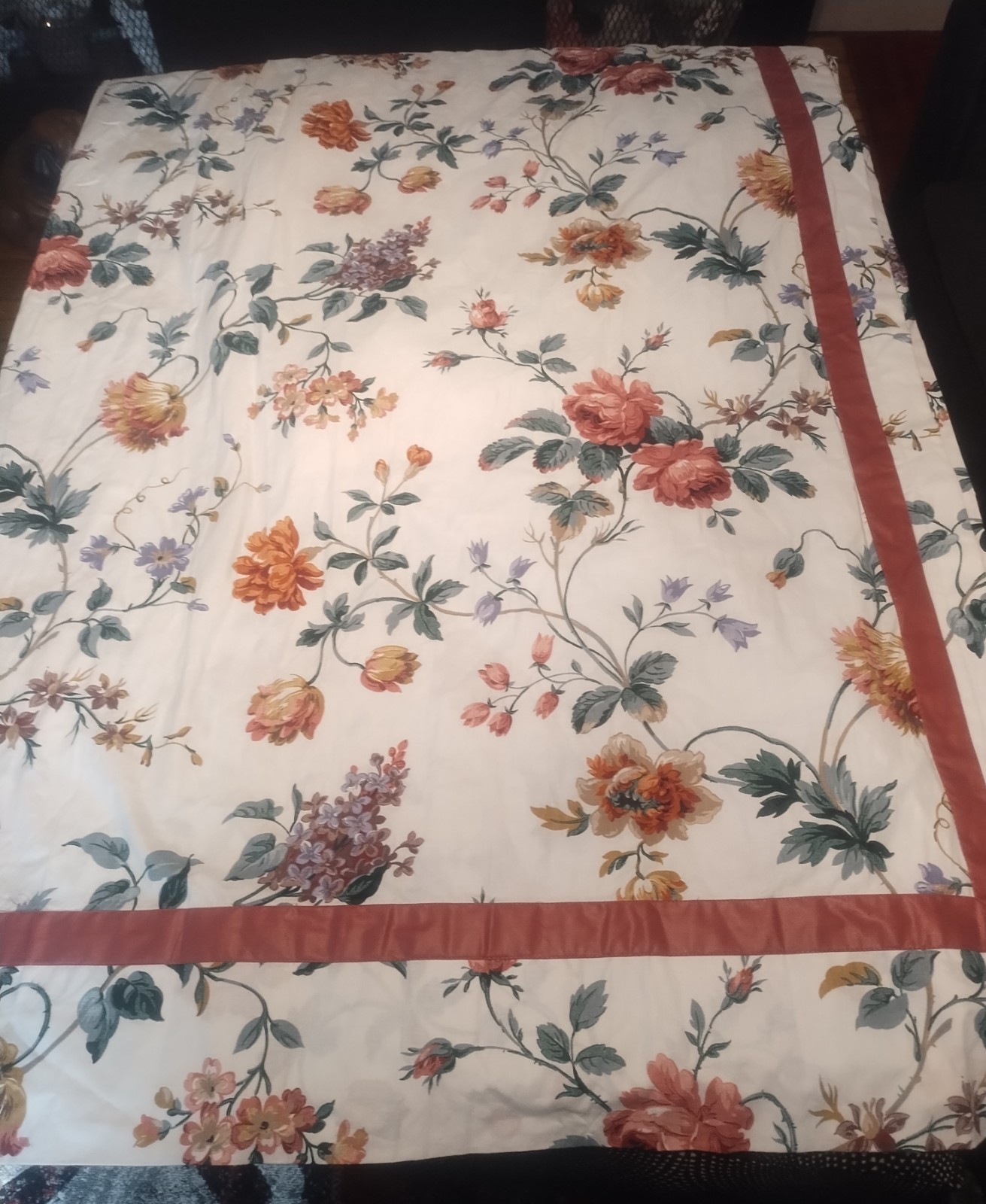 2 Custom Made Lined Jacobean Floral Drapery Panels 76″Wx 90″ L Pinch Pleated