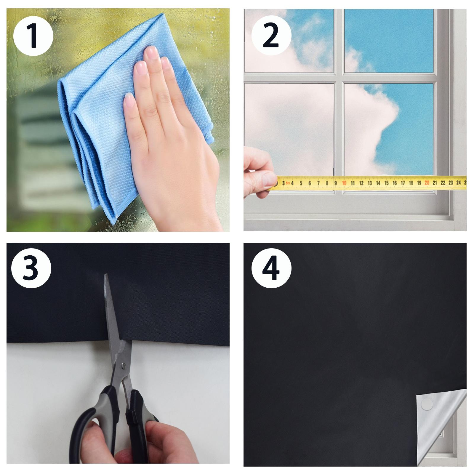 100% Blackout Window Cover Darkest Light Block Black Privacy Film Anti Look Hous