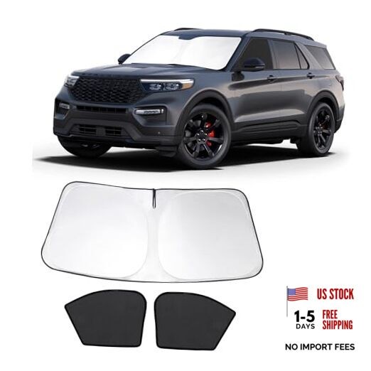 3PCS Car Window Shades Front Windshield Sun (3PCS) 2020-2024 Fo-rd Explorer