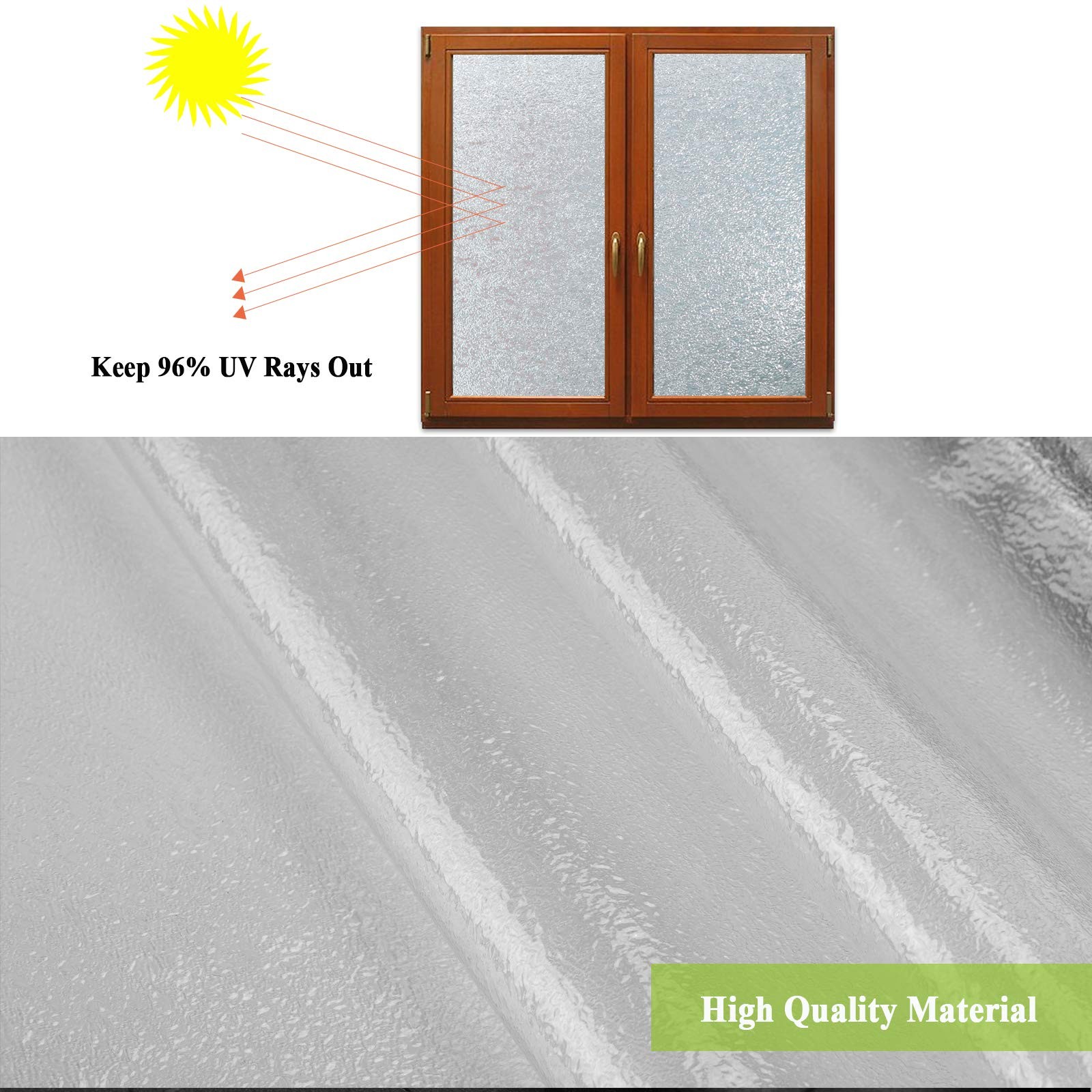 Privacy Window Film Decorative Water Glass Sliding Door 35”x78.7”, Crystal