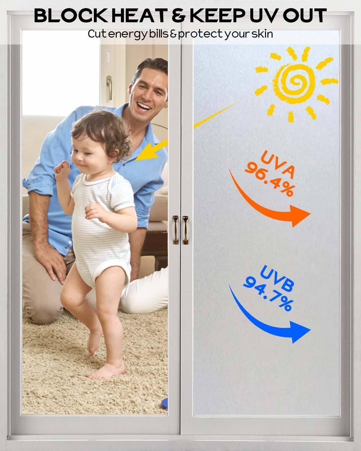 17.5×78.7 Inch Decorative Window Film – Easy Install Privacy Film for Renters