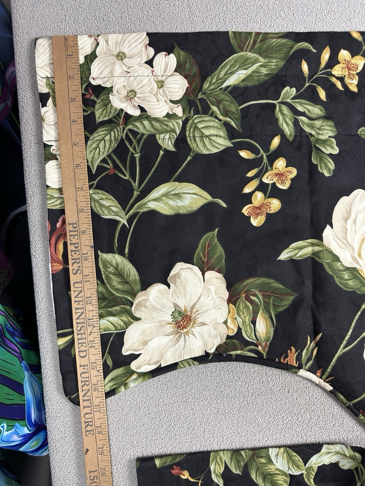 1pc Black Garden Images Left Valance Scalloped Edge 17×49” Lined USA Made