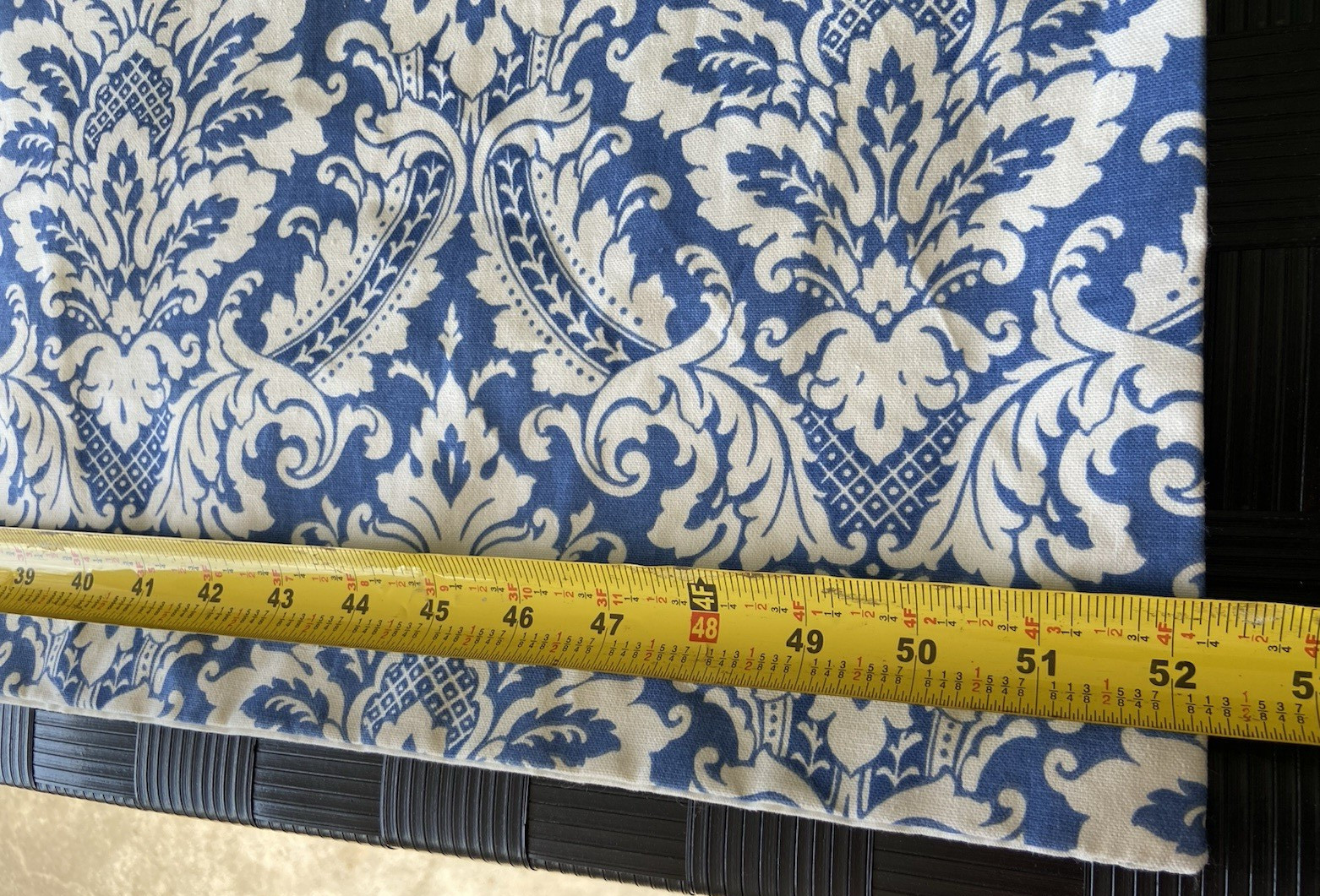 2 Waverly Donnington Cornflower Blue White Damask Tie-Up Shades–52″ x 32″