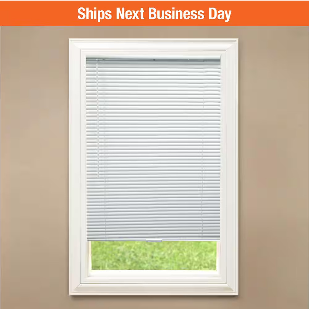 White Cordless Room Darkening Vinyl Mini Blinds with 1 In. Slats-29 In. W X 72 I