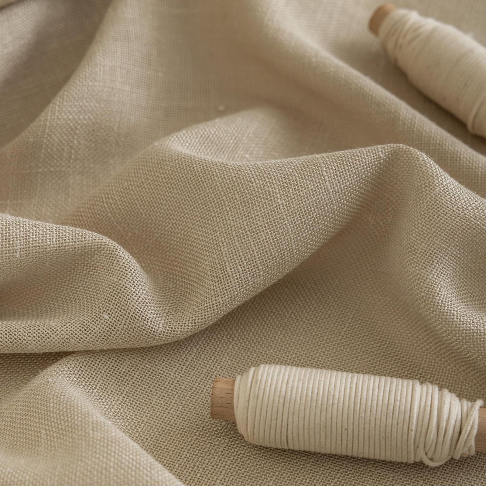 Voilybird Linen Semi Sheer Tab Top Light Filtering Elegant For Bedroom Khaki 52