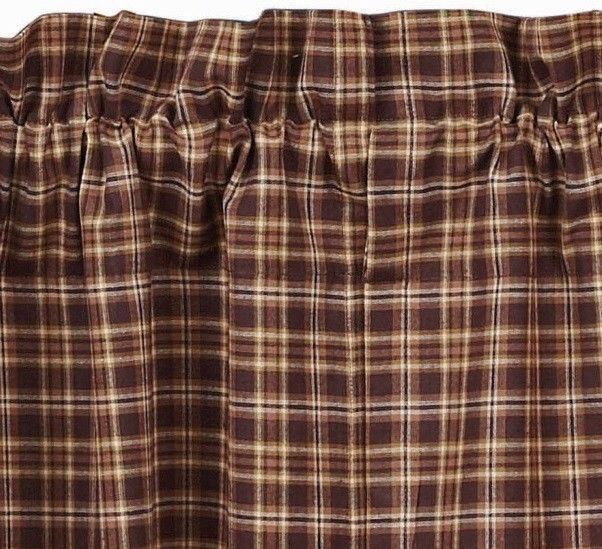 Prescott Lined Brown Plaid Cafe Curtains Countrytyle Window Tier Set 36″ L
