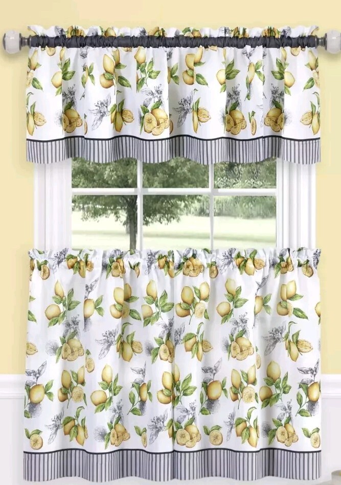 Lemon Drop Tier and Valance Window Curtain Sets – 58×24 Yellow – Lot Of 2 Sealed