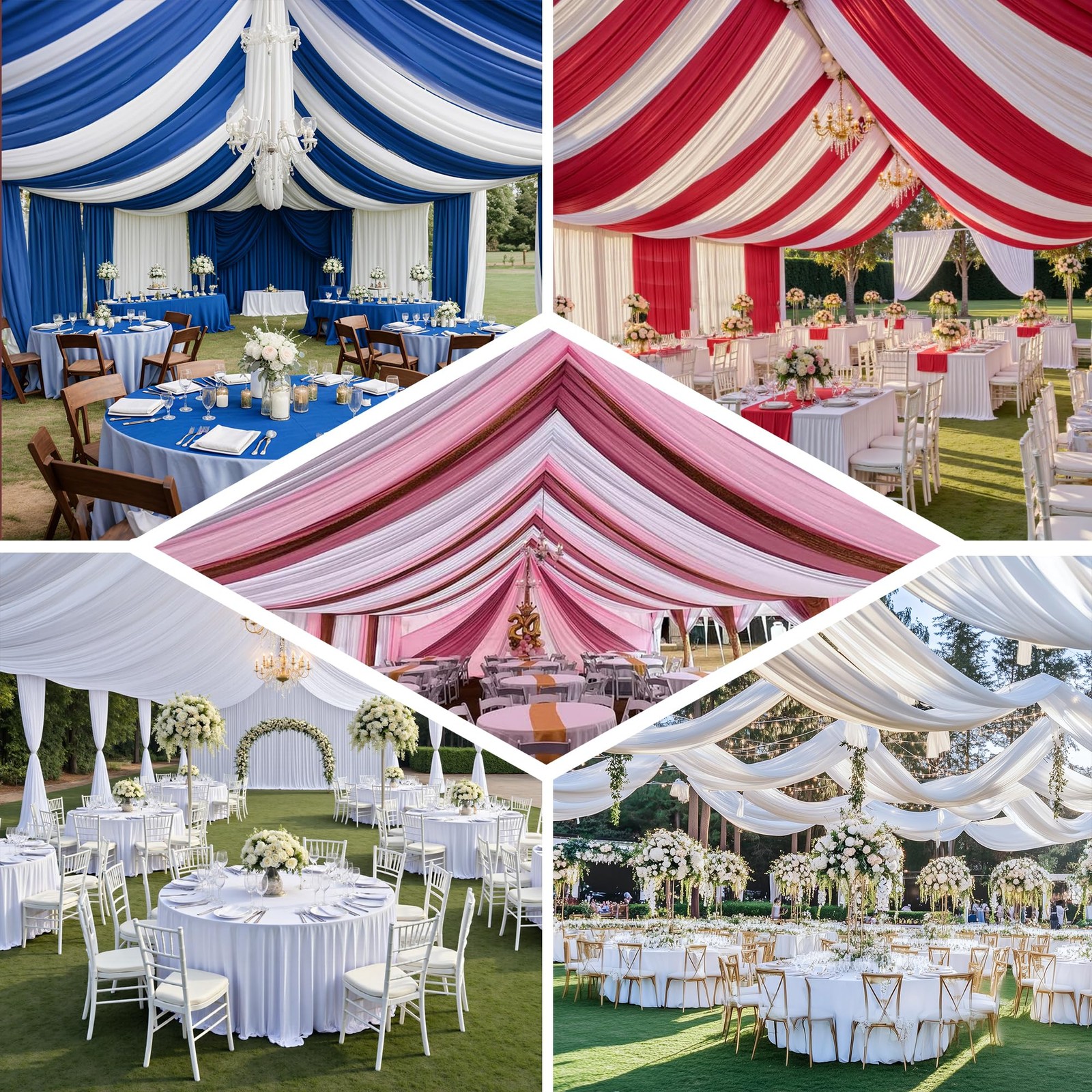 10 Panels 5ft(W) x 20ft(H) White Ceiling 60″W x 240″L (Pack of 10),