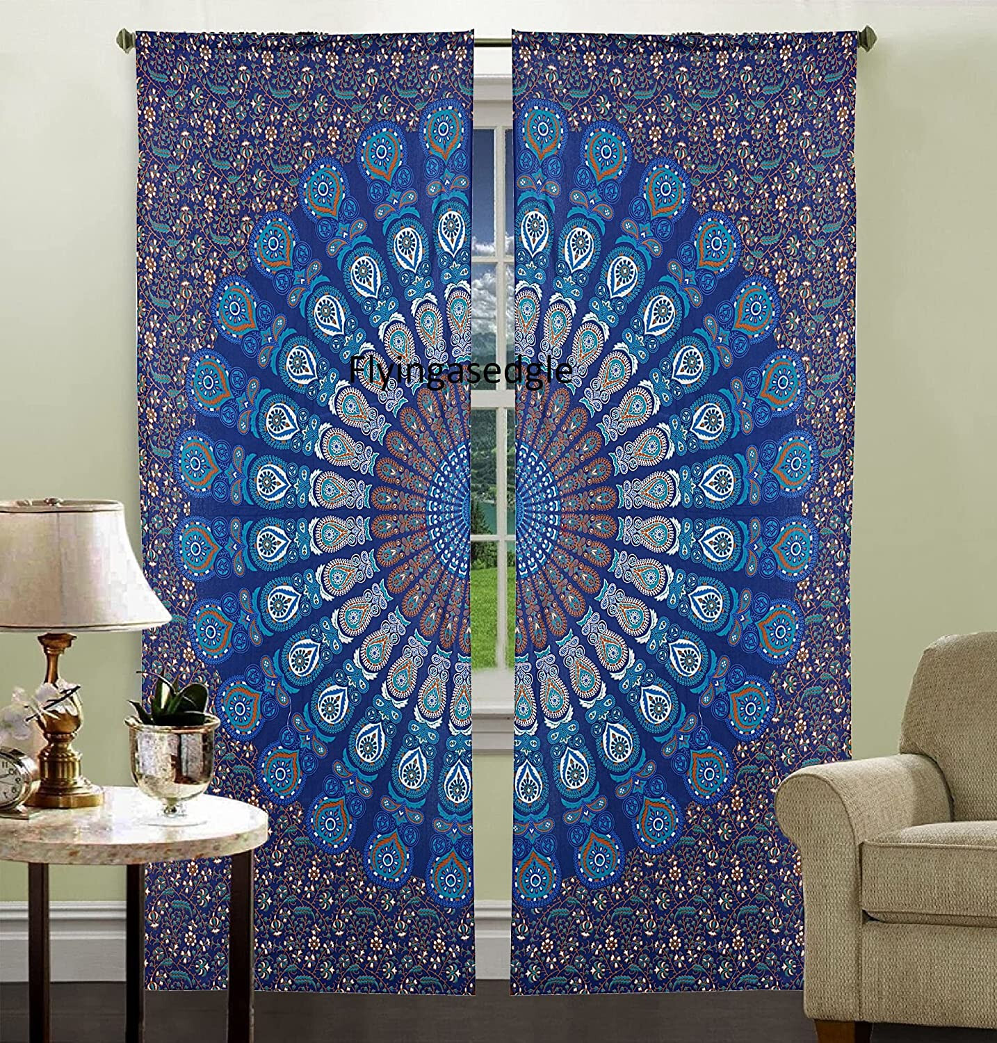 Mandala Door Window Curtain Drape Panel Scarf Valances Indian Hippie Curtains
