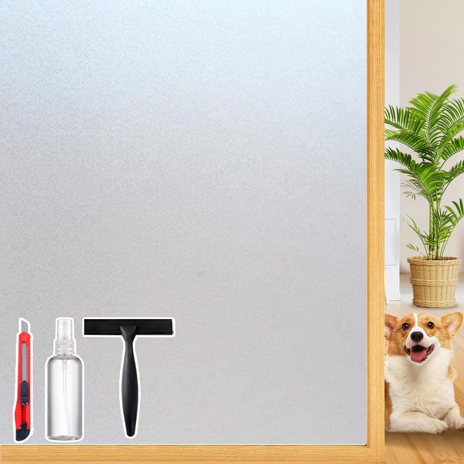 Dwersty Frosted Glass Window Privacy Film 17.5 Inch * 78.74 Inch, White