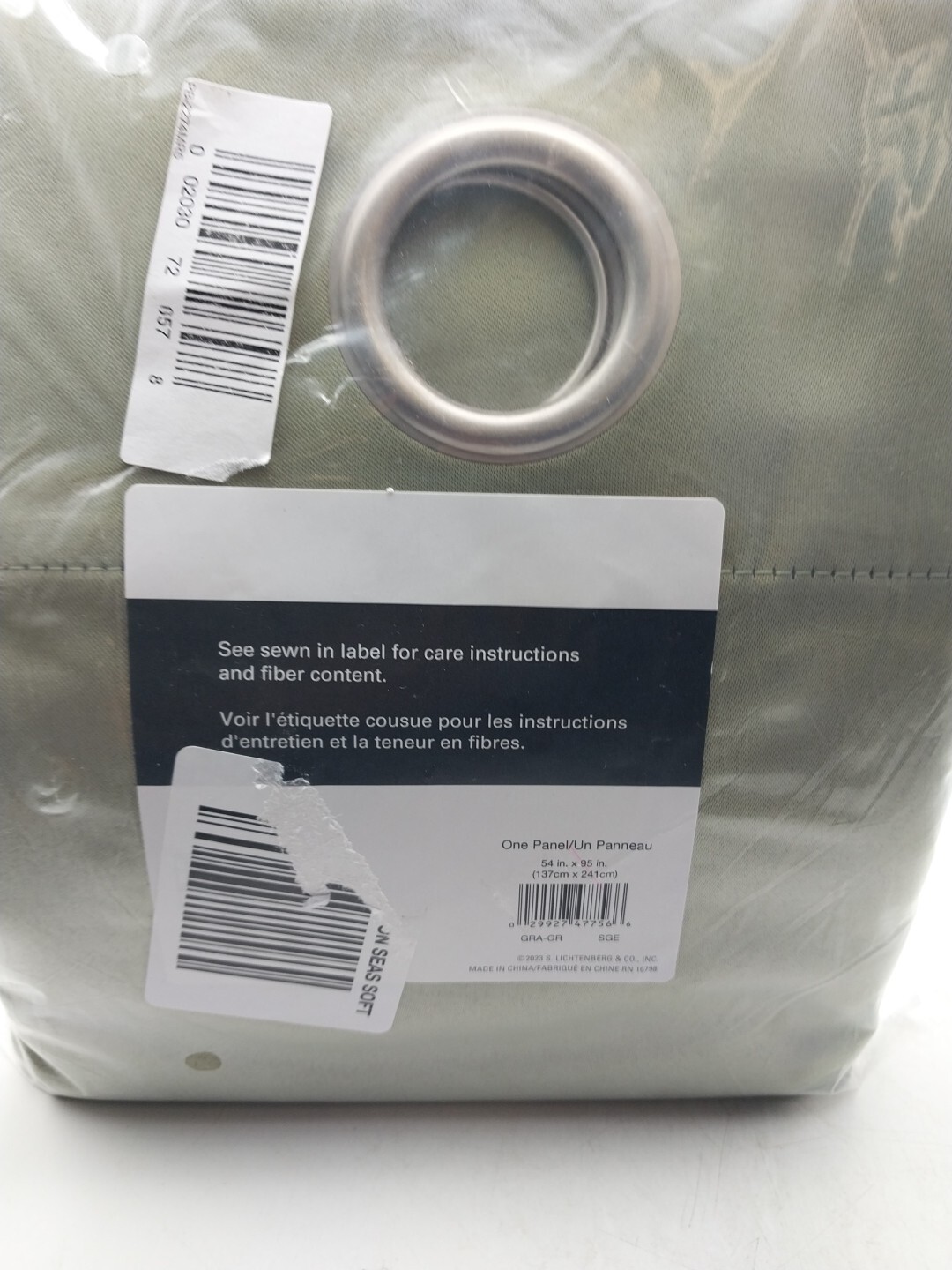 Sun Zero Panel Curtain Grommet 54in x 95in Sage Green