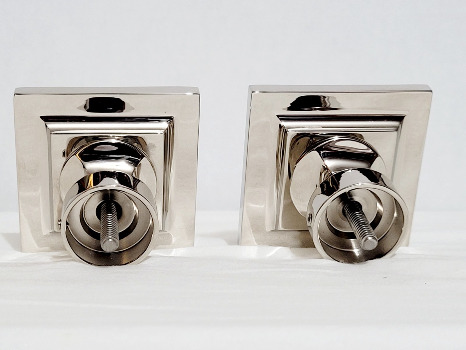 Restoration Hardware Easton Square Solid Brass Medium Finials Polished Nickel