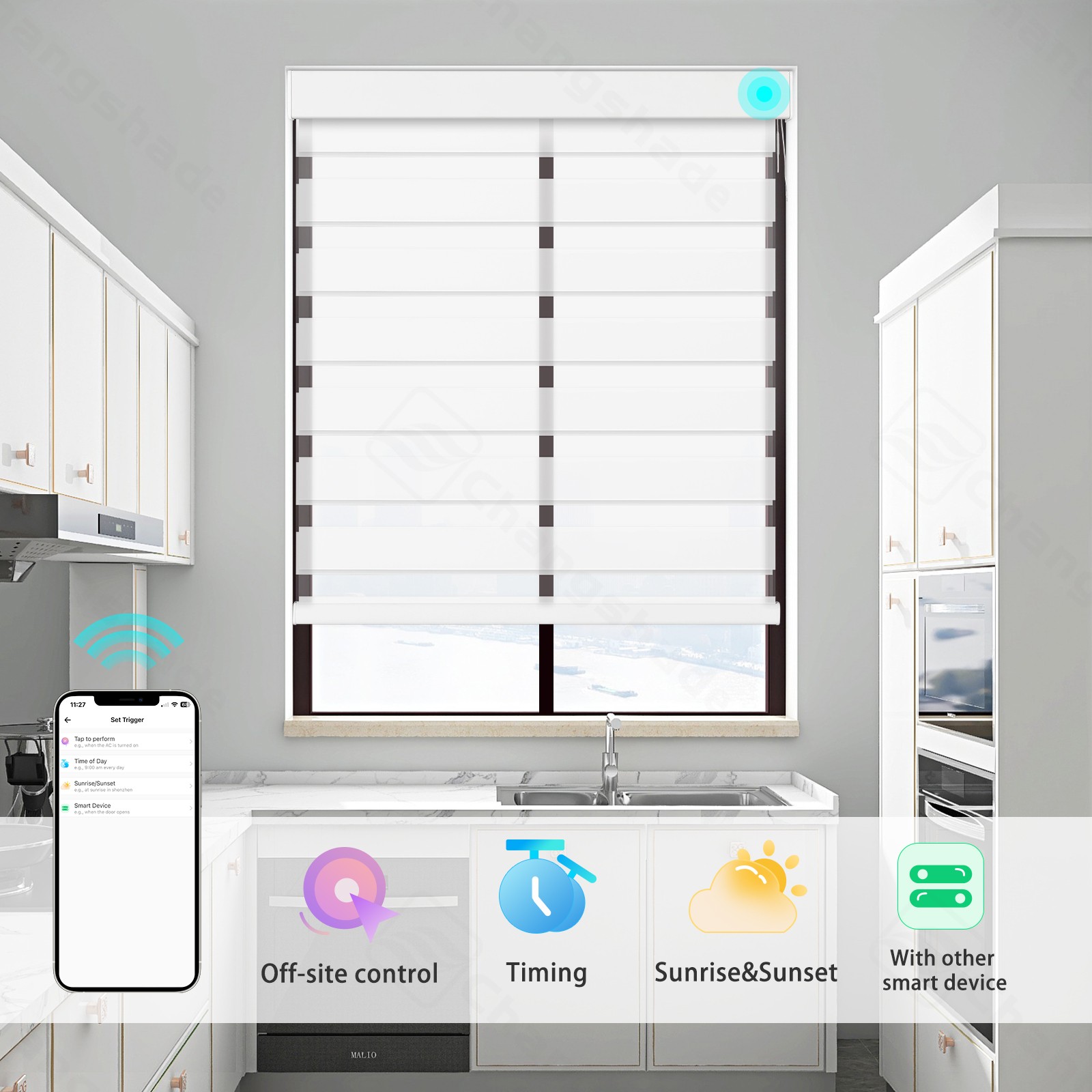 Changshade Motorized Zebra Roller Shades Smart Roller Blinds Remote Control