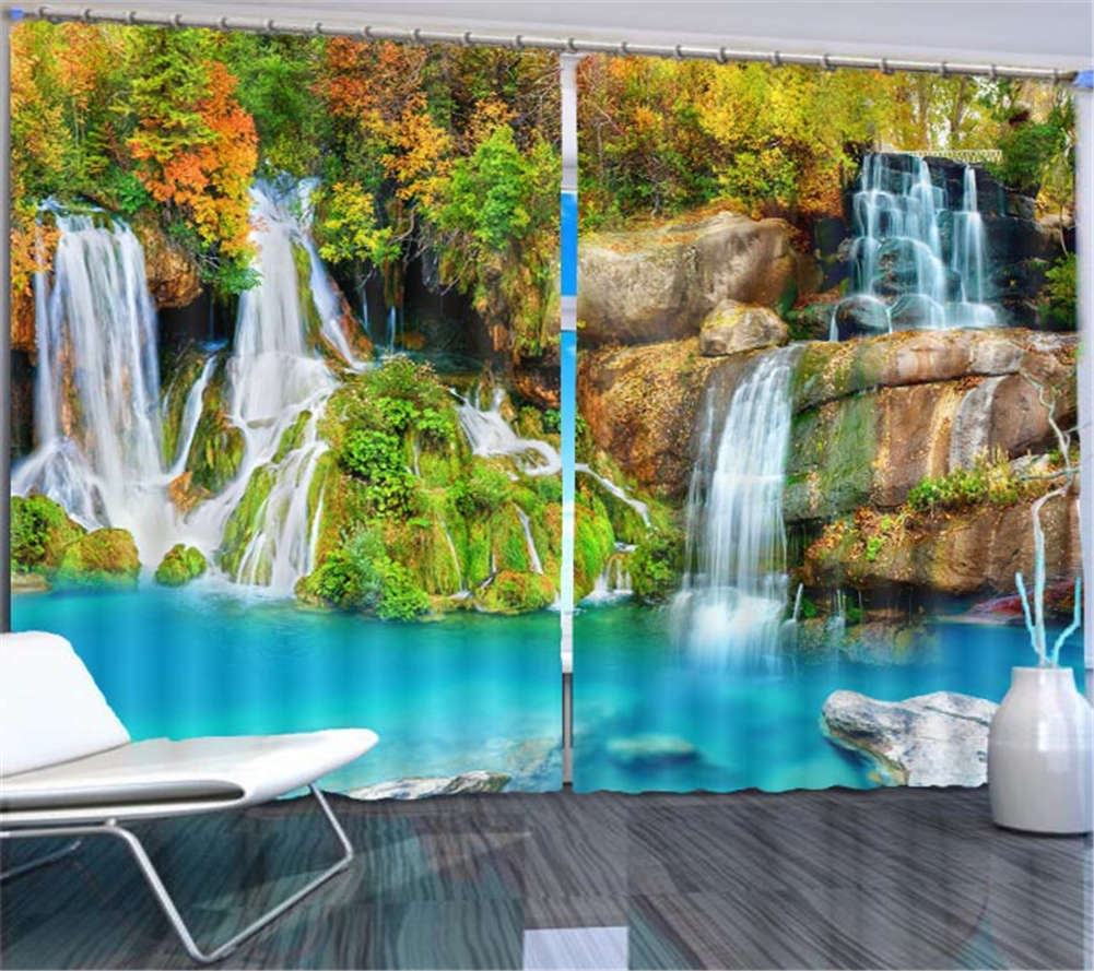 Many Waterfall Pools 3D Curtain Blockout Photo Printing Curtains Drape Fabric
