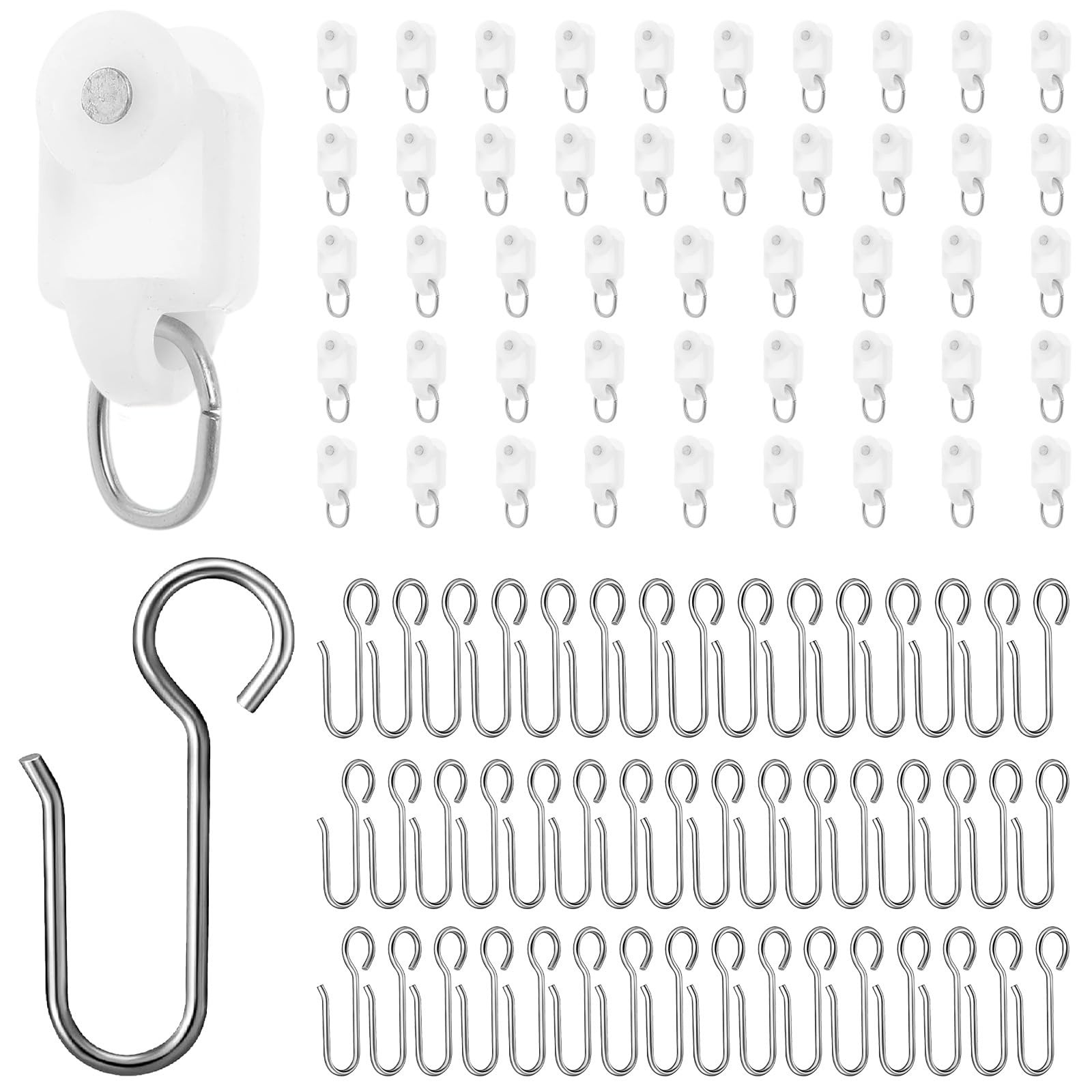 Curtain Tracks Ceiling Wall Mounted White Thickened Style Curtain Tracks with Ho