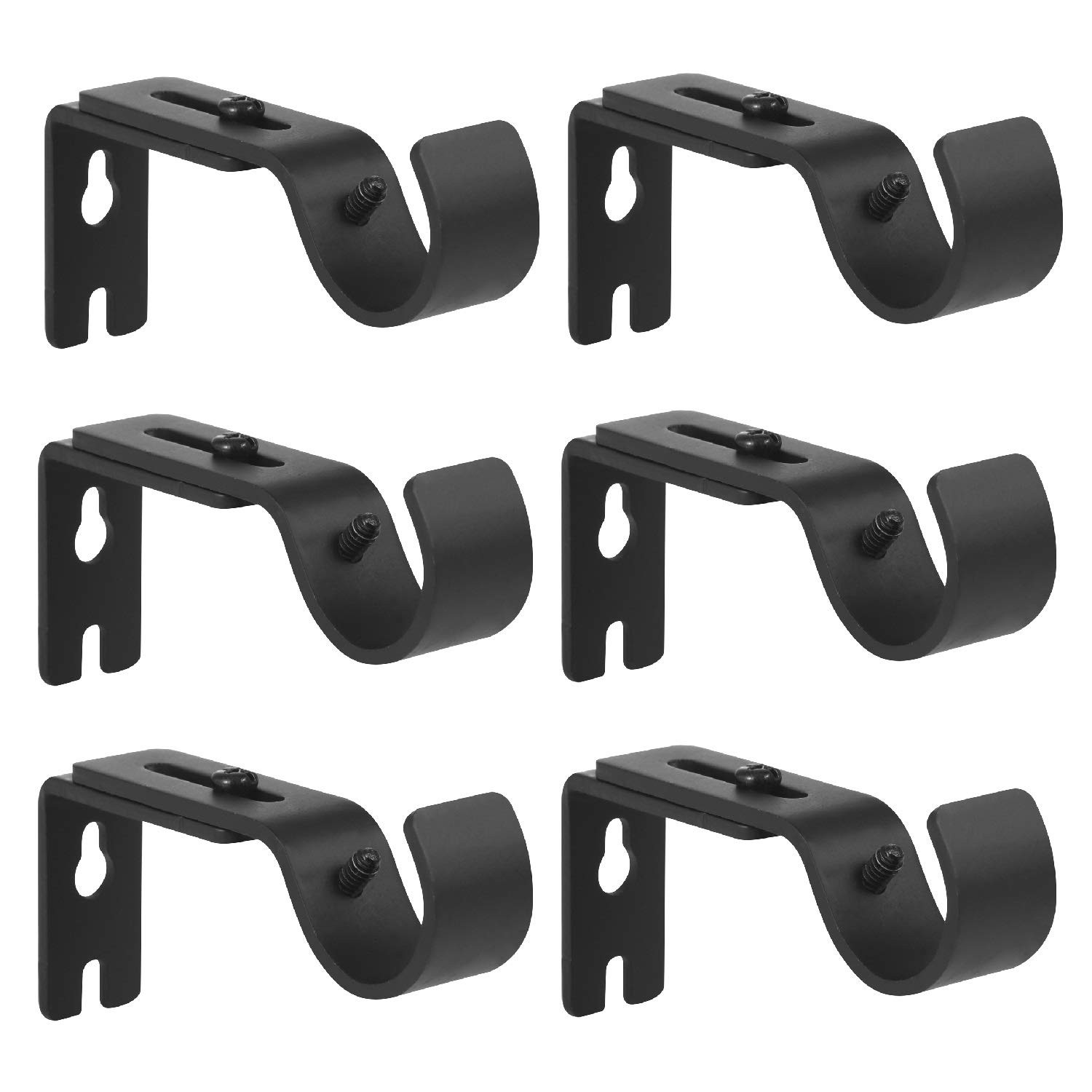 Heavy Duty Adjustable Curtain Rod Brackets Holders for 1 Inch Rod, Black Colo…