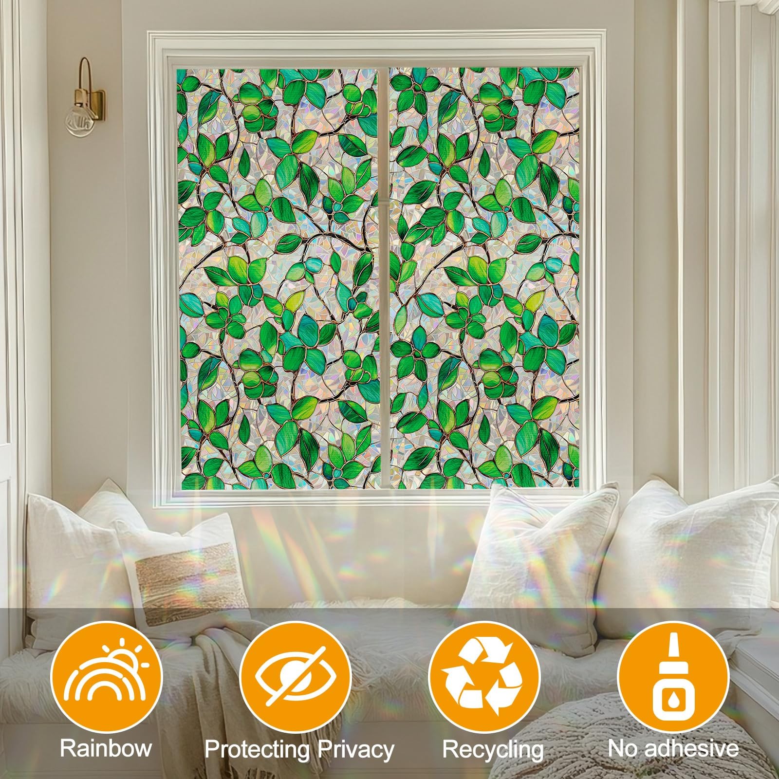 Window Privacy Film with Installation Tools Home Decorative Colored Glass Win…