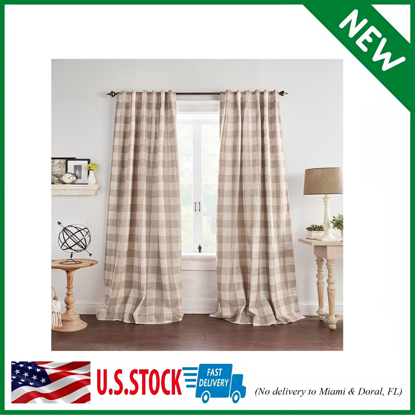 Farmhouse Living Grainger Buffalo-Check Blackout Window Curtain, Living Room…