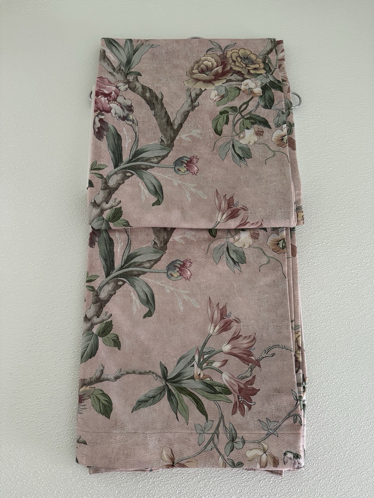 CALLISTO Window Curtains 2 Panels 38″ X 96″ Flowers Drapers Back Tab Blush Rose