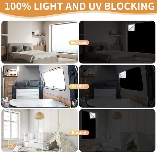 100% Blackout Curtains 57×118″ – Portable No Drill Shades, Cuttable Window Cover