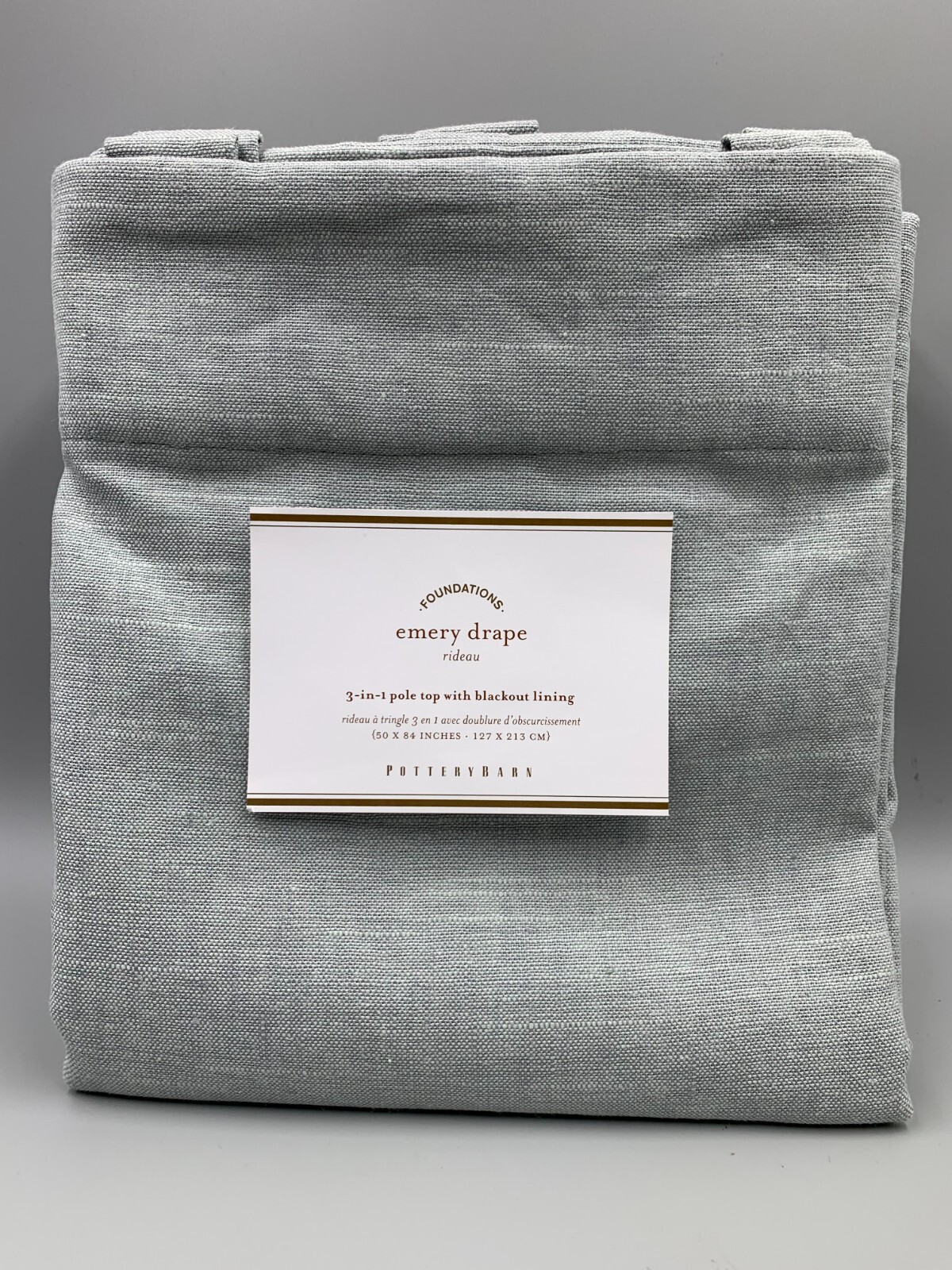 Pottery Barn Emery Linen Blackout Drape Panel Curtain Blue Dawn 50x 84″ #109C