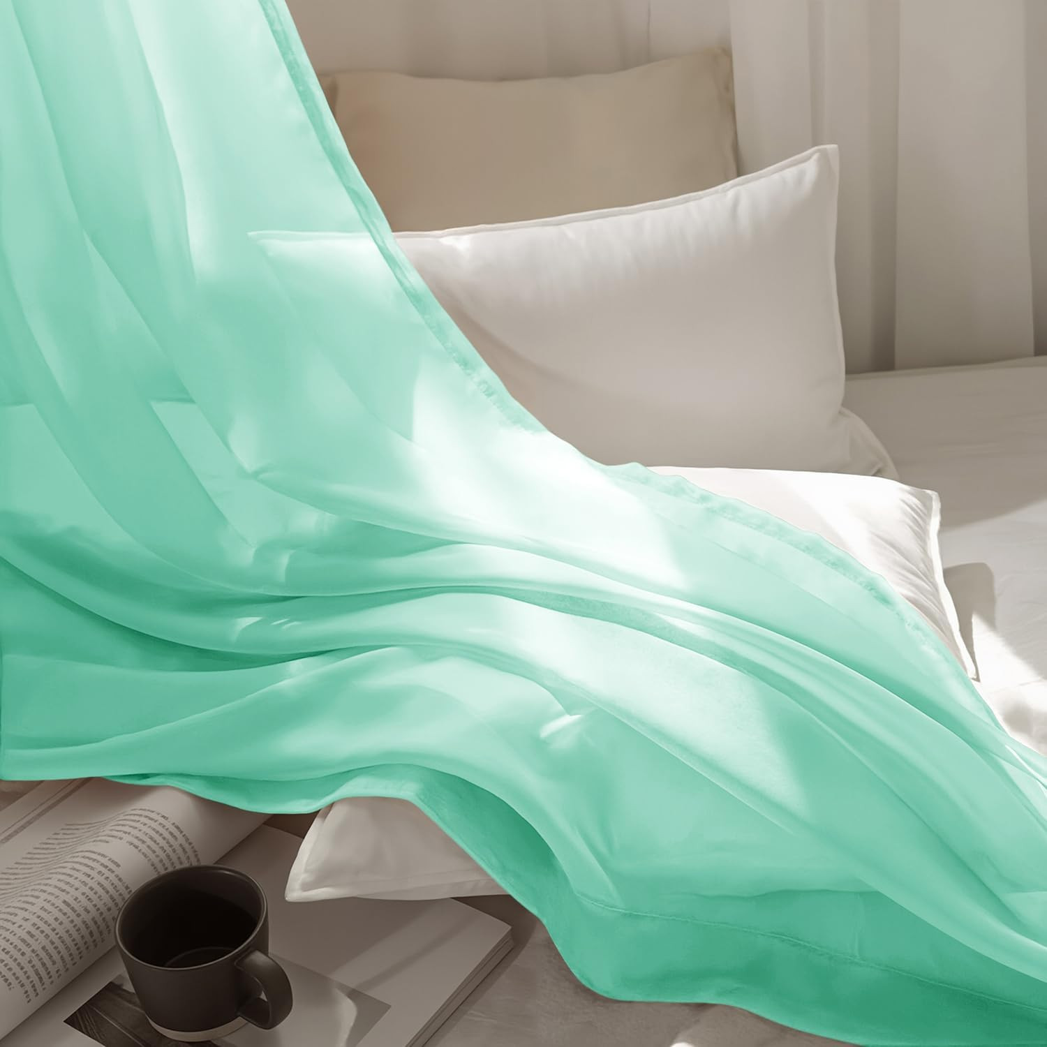 MIULEE Solid Color Sheer Curtains 63 Inches Long 2 Panels Set – Elegant Lightwei