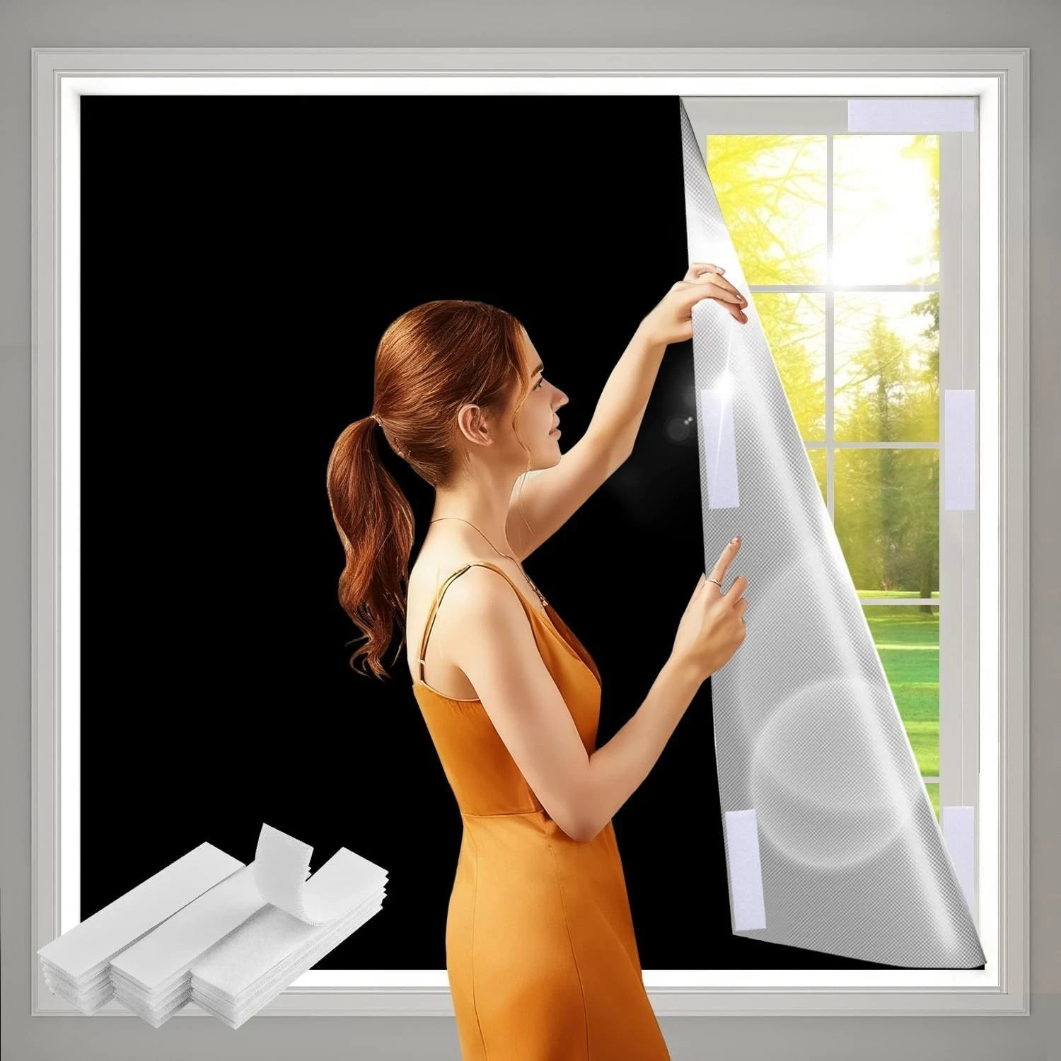 100% Blackout Curtains Portable No Drill Window Cover 57×118 Cuttable Shade NEW