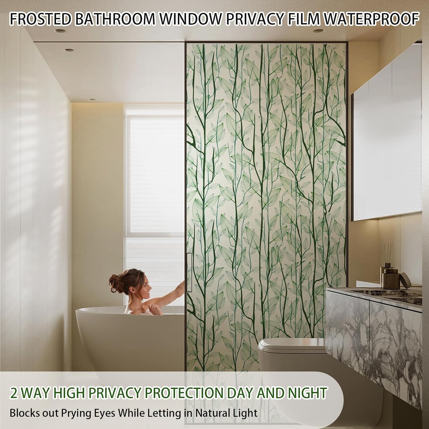 Stained Glass Privacy Window Film 17.7×78.7in Static Cling Dark Green