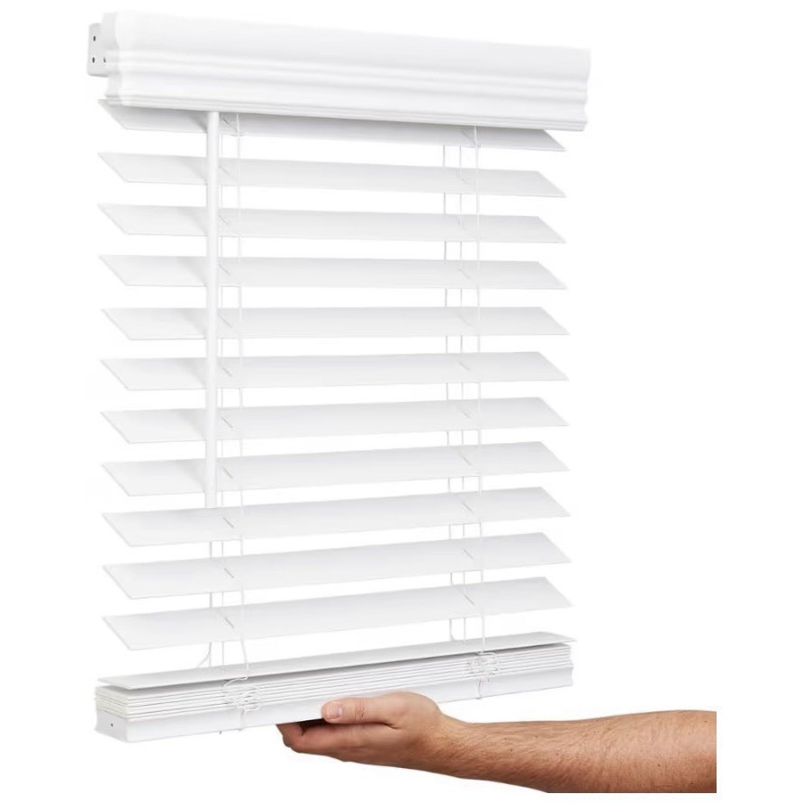 Lotus & Windoware Cordless 2in Faux Wood Blinds Bright White 29×54