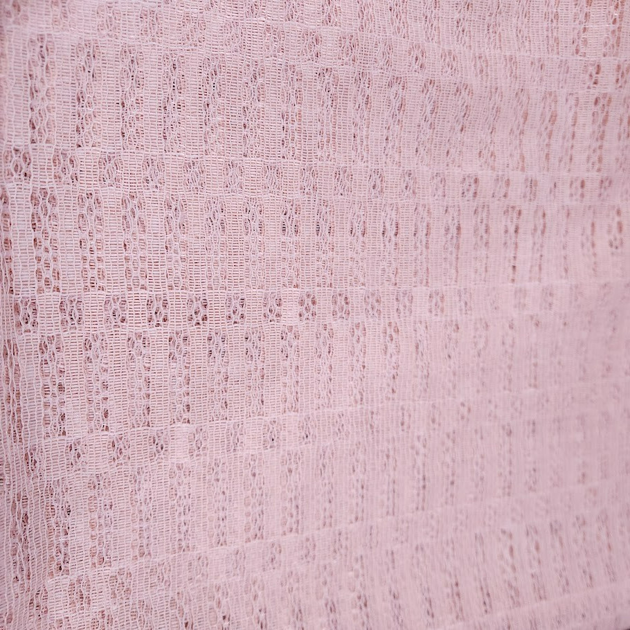 Vtg 70’s polyester Curtain Sheer 2 panels Pink woven MCM 40″ w x 60″ l window