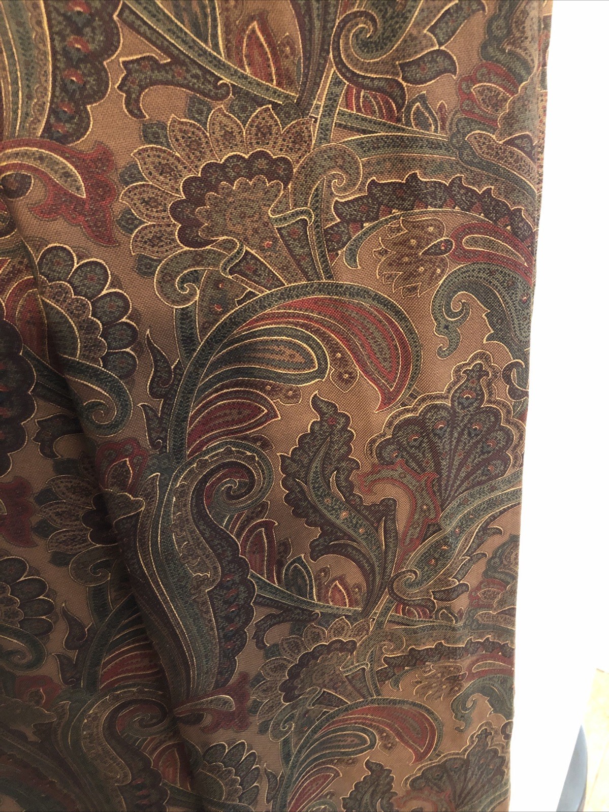 3 Pc Baxter Paisley Pair Curtains American Living W/Matching Window Scarf